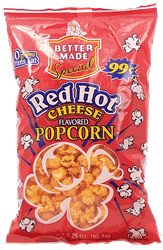 Better Made red hot cheese flavored popped popcorn