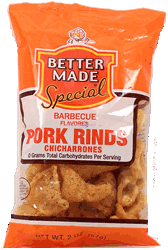 barbecue flavored pork rinds, chicharrones